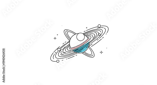 Saturn Planet Hand Drawn Illustration.