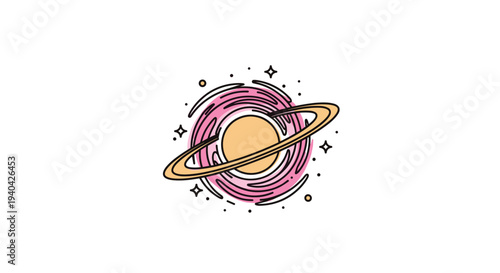 Saturn Planet Illustration with Rings.