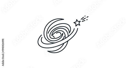 Shooting Star with Swirling Trail.