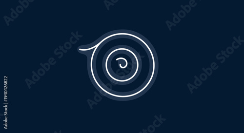 White Snail Icon on Dark Background.