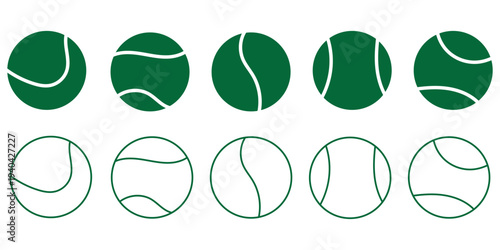 Tennis ball icon suitable design silhouette and line art style on white background