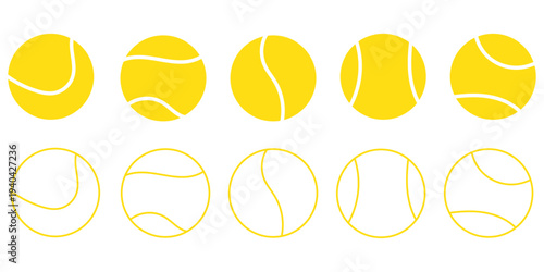 Tennis ball icon suitable design silhouette and line art style on white background