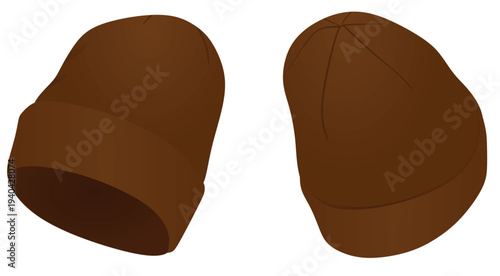Brown winter hat. vector illustration