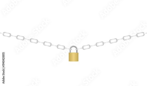 Metal chain and padlock. vector illustration