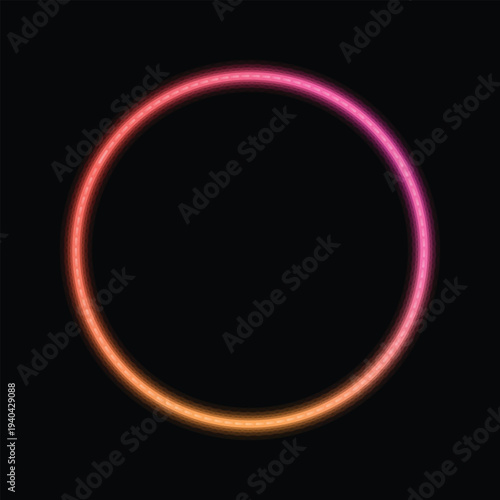 A vibrant glowing circular shape with a beautiful segmented texture displays a warm color spectrum