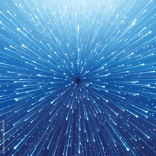 Blue Light Beams Radiating from Center in Gradient Background