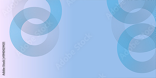 Abstract circle lines on light blue background. Geometric stripe line art design for poster, brochure, cover, website, header, web banner, presentation.