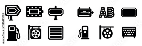 Signage icons with sign pump reel bold