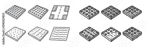 Texture icons with tile road block outline