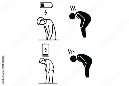 Illustrations of people experiencing low battery anxiety