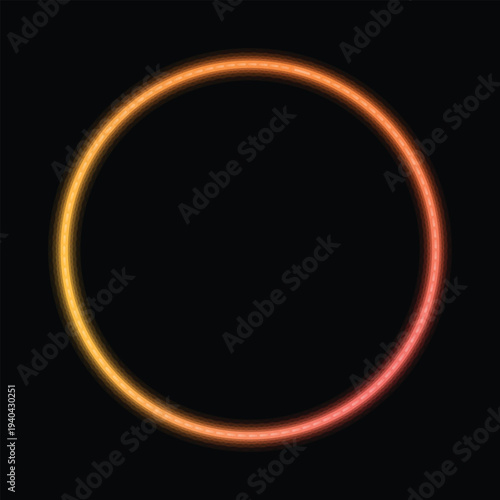 A vivid glowing circle with subtle segmentation displays a bright orange to red hue
