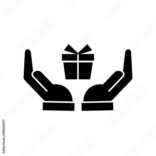 Advantage Vector Icon which can easily modify or edit. Vector icon of hands presenting a gift box framed on white background for generosity, happiness for giving, celebrations, and joyful moment.