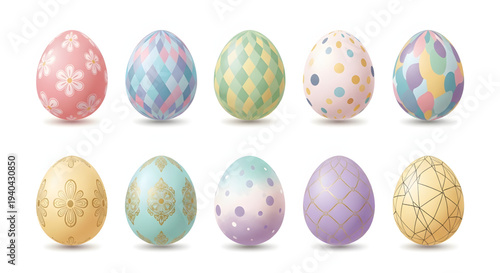 Colorful Easter eggs in pastel shades.