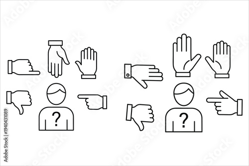 A collection of hand and person icons indicating various gestures and expressions