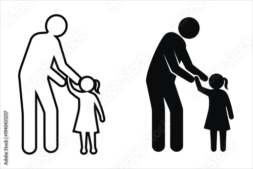 Contrasting illustrations of adults and children