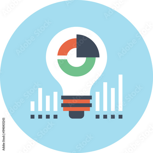 Modern light bulb flat line vector illustration icon design concept.