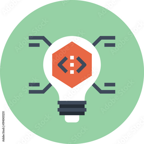 Modern light bulb flat line vector illustration icon design concept.