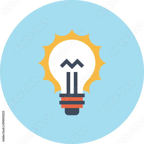 Modern light bulb flat line vector illustration icon design concept.