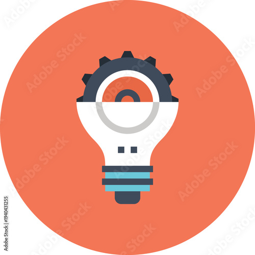 Modern light bulb flat line vector illustration icon design concept.