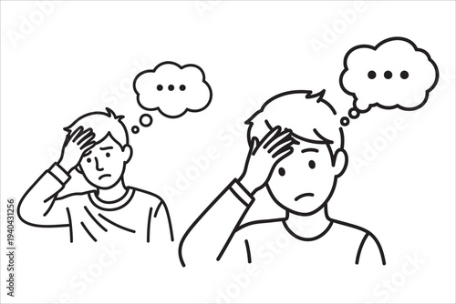 Two confused cartoon men with puzzled expressions and thought bubbles