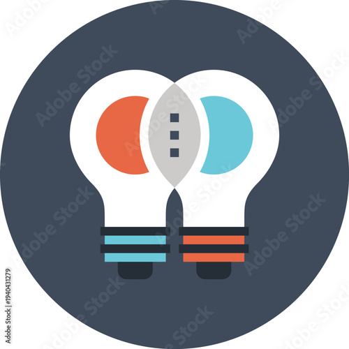 Modern light bulb flat line vector illustration icon design concept.