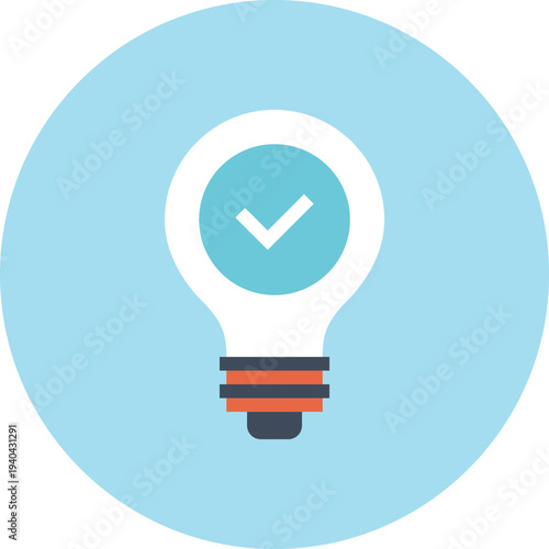 Modern light bulb flat line vector illustration icon design concept.