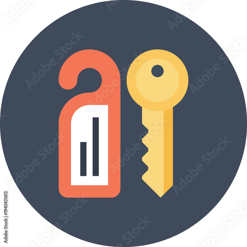 Modern hotel room flat line vector illustration icon design concept. Icon for mobile and web graphics. Flat symbol, logo creative concept. Simple and clean flat pictogram