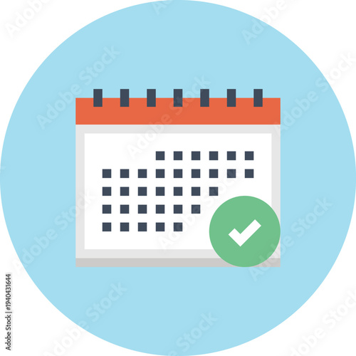 Modern vacation calendar flat line vector illustration icon design concept. Icon for mobile and web graphics. Flat symbol, logo creative concept. Simple and clean flat pictogram