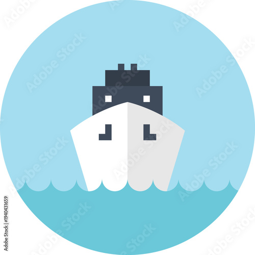 Modern cruise liner flat line vector illustration icon design concept. Icon for mobile and web graphics. Flat symbol, logo creative concept. Simple and clean flat pictogram