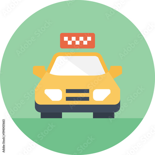 Modern taxi flat line vector illustration icon design concept. Icon for mobile and web graphics. Flat symbol, logo creative concept. Simple and clean flat pictogram