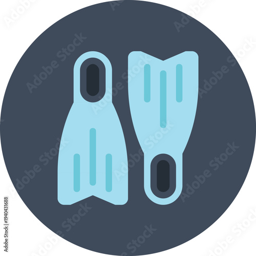 Modern flippers flat line vector illustration icon design concept. Icon for mobile and web graphics. Flat symbol, logo creative concept. Simple and clean flat pictogram