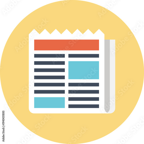 Modern news paper flat line vector illustration icon design concept. Icon for mobile and web graphics. Flat symbol, logo creative concept. Simple and clean flat pictogram