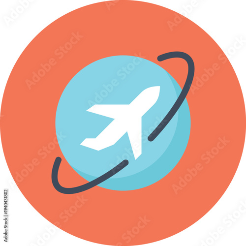 Modern travel the world flat line vector illustration icon design concept. Icon for mobile and web graphics. Flat symbol, logo creative concept. Simple and clean flat pictogram