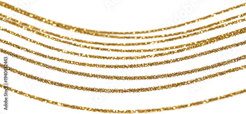 Golden Glittery Strings on White Background