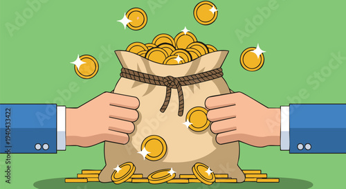 Hand Saving Coins Money Investment Concept Illustration