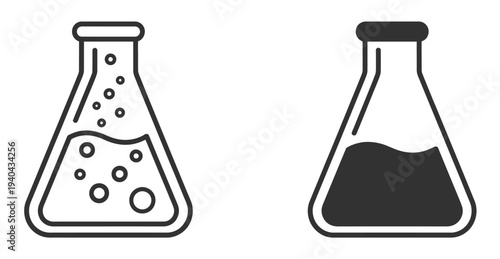 Laboratory, flask vector icons, chemical experiment and lab research symbols, science education and laboratory equipment concept, clean editable illustration.