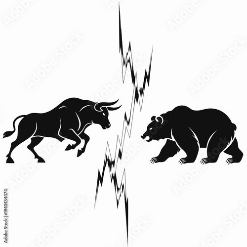 Wild animal silhouettes including boar lion and wolf in simple black vector illustration design