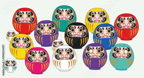 Colorful Daruma Dolls Collection - Japanese Lucky Charms
