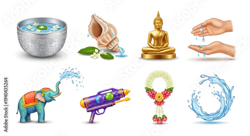 Water Splashing Elephant With Toy.