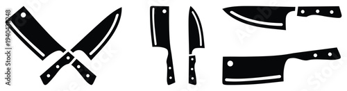 Kitchen Knife Silhouette Set for Cooking.