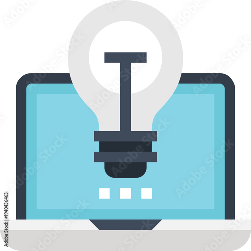 Modern light bulb flat line vector illustration icon design concept.