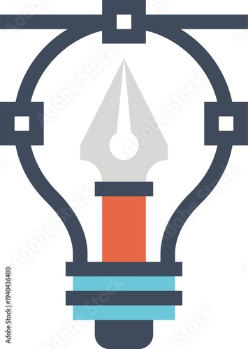 Modern light bulb flat line vector illustration icon design concept.