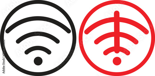 Black circular icon representing an active Wi-Fi signal, indicating wireless internet connectivity.
