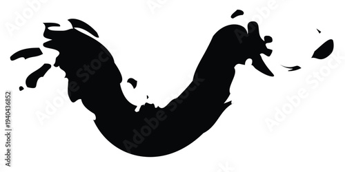 Grunge Brush Stroke Waves, Black Paint Splashes for Creative Design Projects