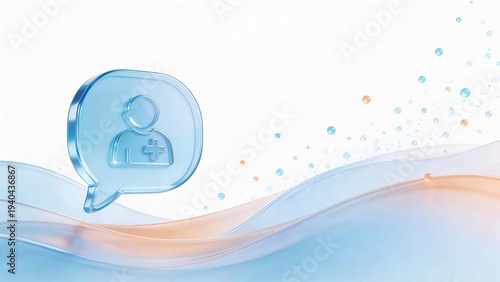 futuristic digital medical chat bubble and doctor icon, Telemedicine technology concept, digital health data visualization background, medical innovation science illustration