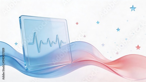 futuristic digital medical tablet with heartbeat pulse line, healthcare technology concept, digital health data visualization background, medical innovation science illustration