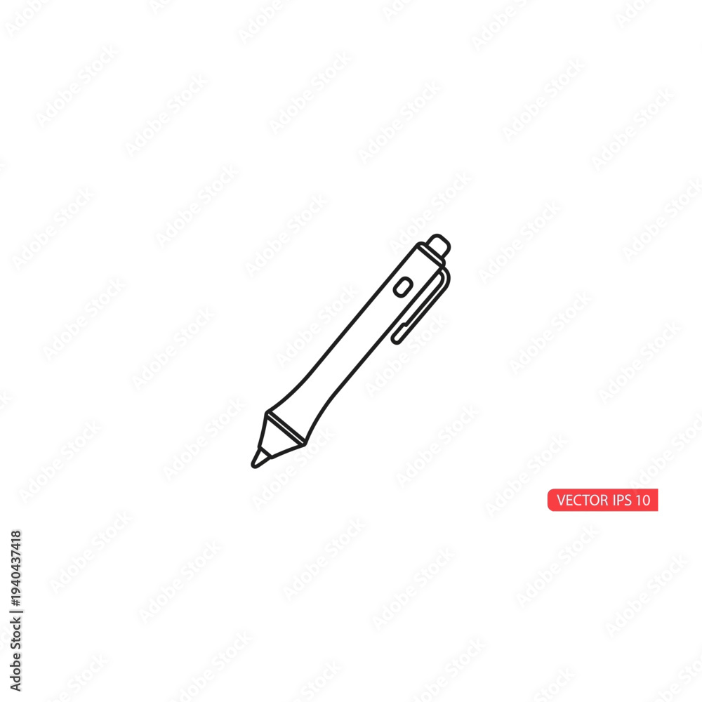 Fototapeta premium A detailed line drawing of a modern mechanical pencil with clip