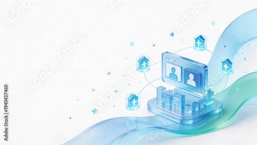 futuristic digital interface for family doctor and community medical service representing digital family healthcare and home-based patient monitoring concept, innovation science illustration