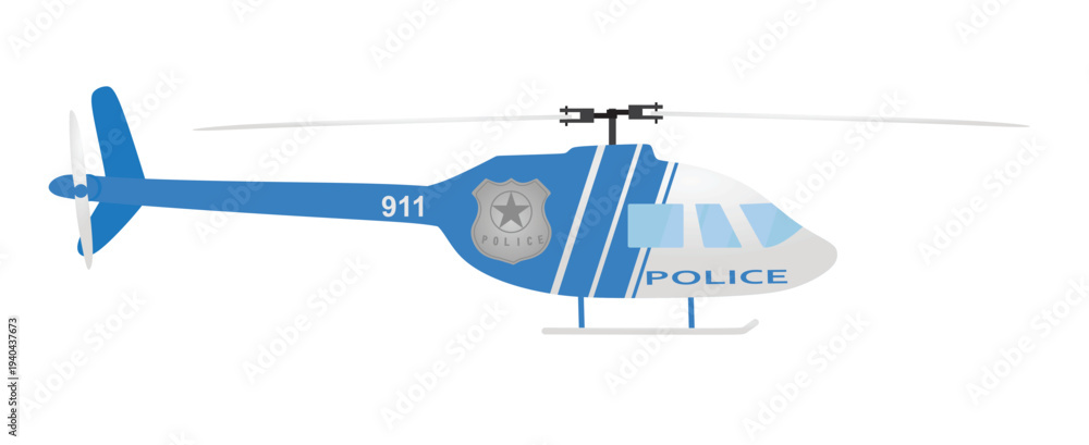 Fototapeta premium Blue police helicopter. vector illustration