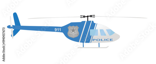 Blue police helicopter. vector illustration